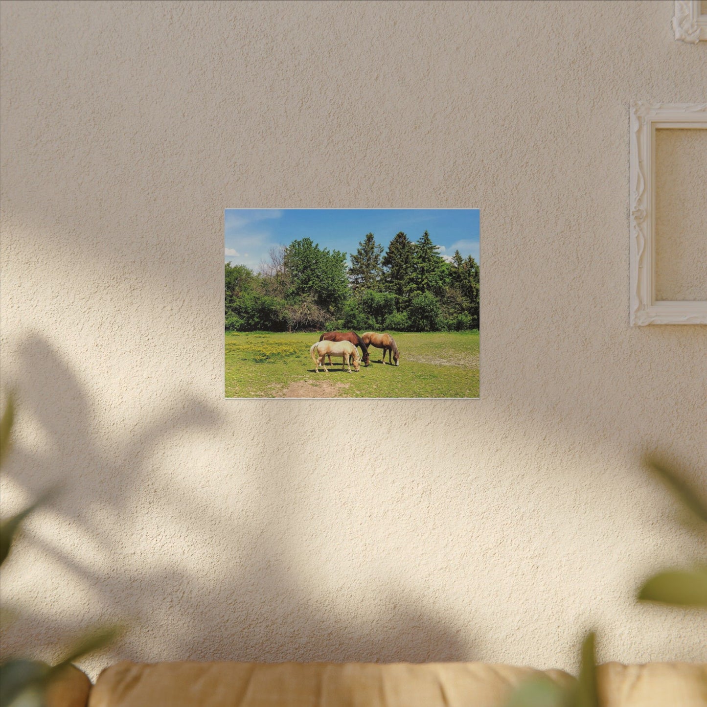 Framed Horse Canvas Art - Cherry Blossom Print