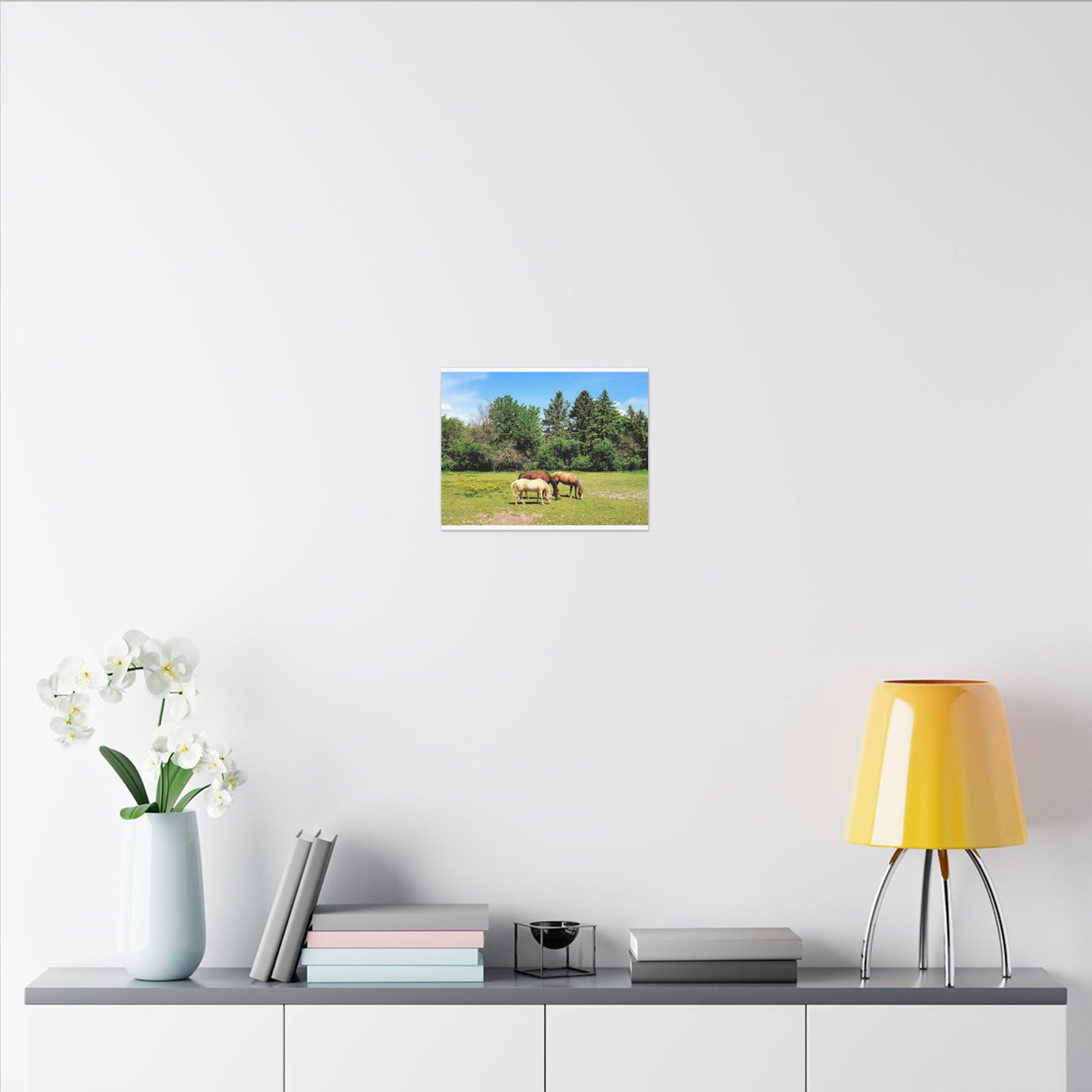 Framed Horse Canvas Art - Cherry Blossom Print