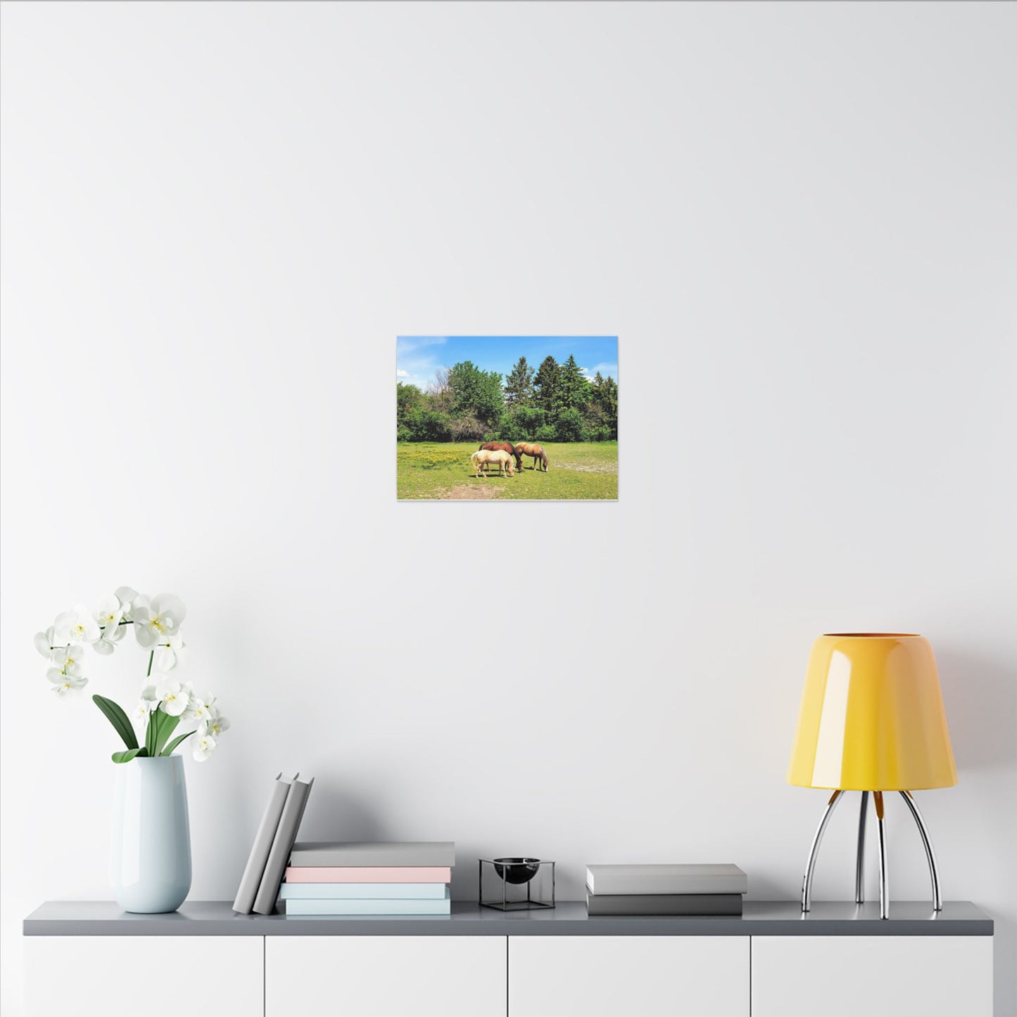 Framed Horse Canvas Art - Cherry Blossom Print