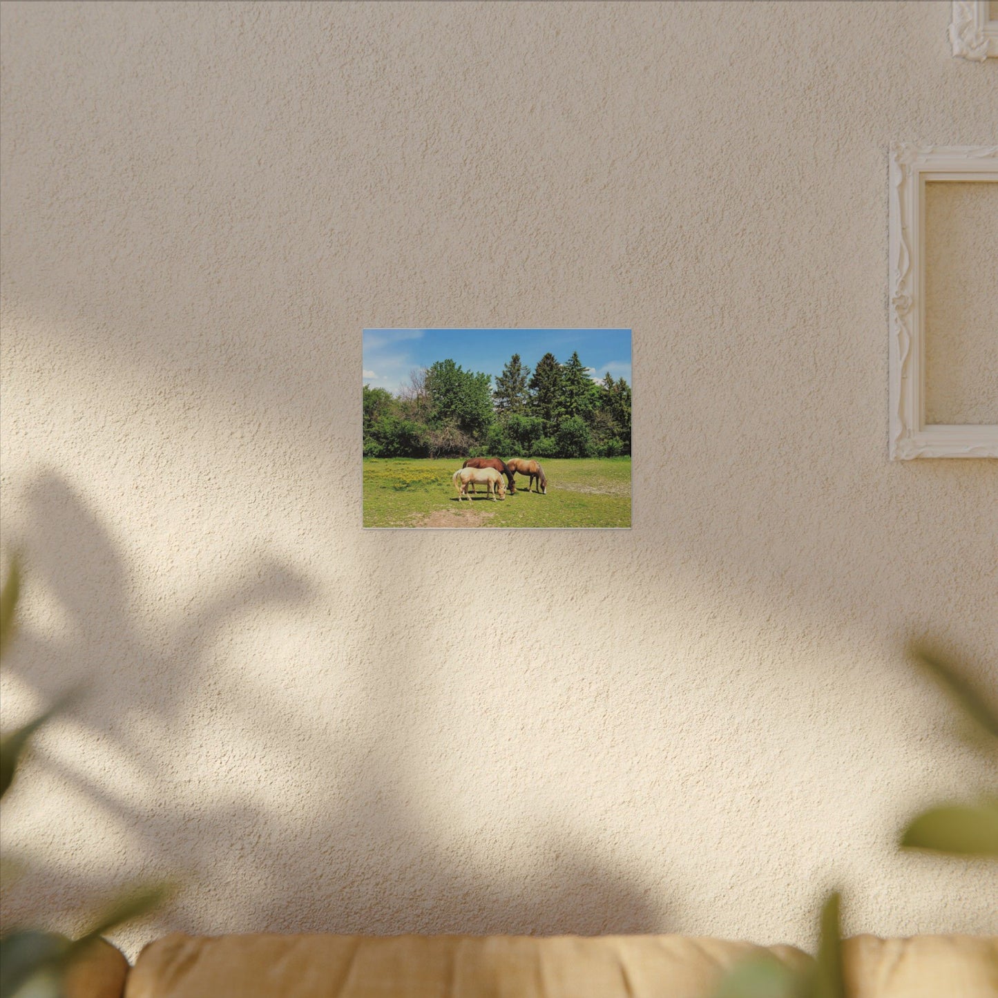 Framed Horse Canvas Art - Cherry Blossom Print