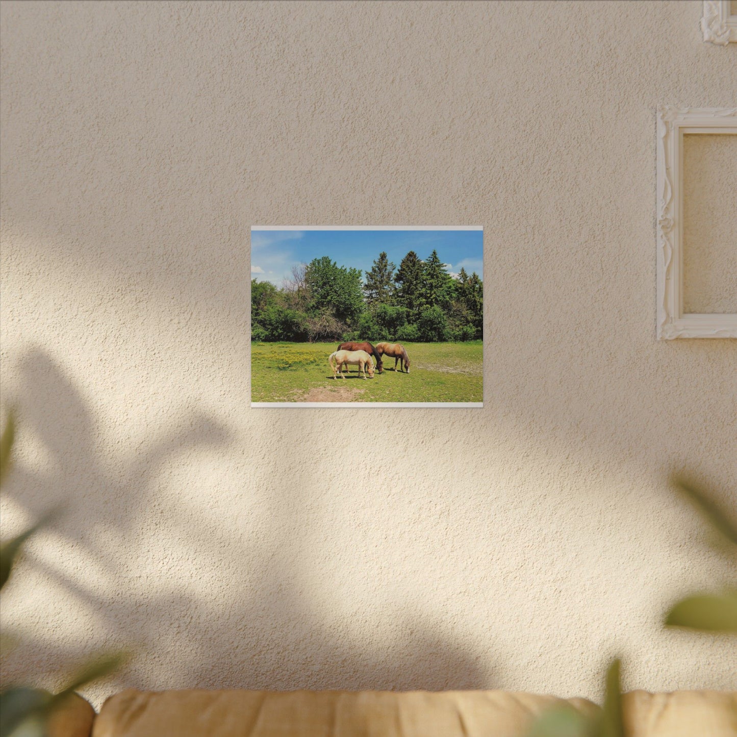 Framed Horse Canvas Art - Cherry Blossom Print