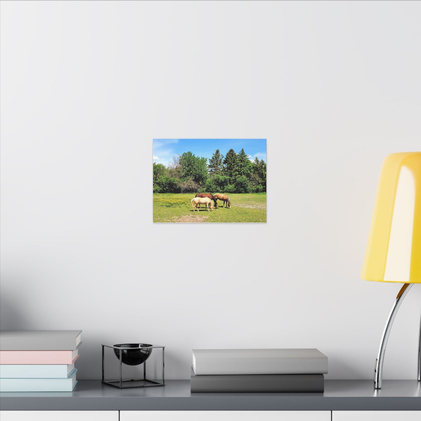 Framed Horse Canvas Art - Cherry Blossom Print